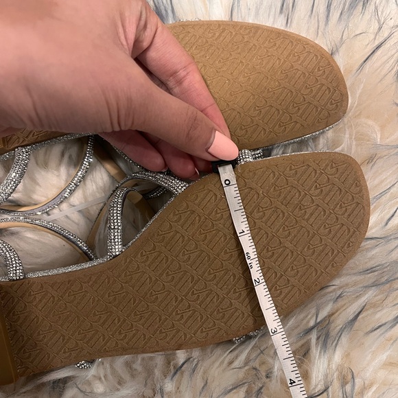 Badgley Mischka Glittering Silver Sandals - Picture 9 of 9